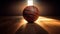 Basketball on Hard Floor with Dramatic Light Beam - Generative AI