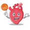 With basketball heart character cartoon style