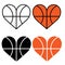 Basketball heart icon vector set. Love basketball illustration sign collection.