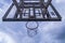 Basketball hoop in arena sport area on blue sky