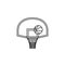 Basketball hoop and ball vector line icon