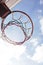 Basketball hoop detail close up