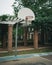 Basketball hoop on Governors Island, Manhattan, New York