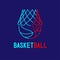 Basketball in hoop logo icon outline stroke set dash line design illustration