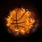 Basketball on hot fire smoke