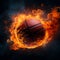 Basketball ignites, A blazing ball races towards the hoop with intensity
