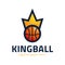 Basketball kings team logo, emblem, designs with crown, shield and basketball ball on a light background