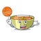 With basketball lentil soup in a mascot bowl