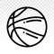 Basketball line art icons for sports apps and websites on a transparent background