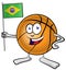 Basketball mascot cartoon with brazilian flag