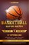 Basketball match poster template with ball and sample text