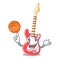 With basketball miniature guitar electric in the cartoon shapes