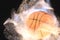 Basketball with motion particles, 3d rendering