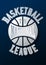 Basketball National League on a navy blue background