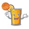 With basketball orange juice character cartoon