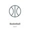 Basketball outline vector icon. Thin line black basketball icon, flat vector simple element illustration from editable sport