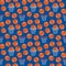 Basketball pattern. Seamless sports background with orange balls and basket hoops. Flat vector illustration