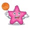 With basketball pink starfish isolated with the cartoon