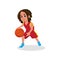 Basketball Player Child Set Vector. Poses. Leads The Ball. Sport Game Competition