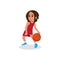 Basketball Player Child Set Vector. Poses. Leads The Ball. Sport Game Competition.