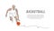 Basketball player dribbles the ball. One continuous line art drawing of basketball player dribbles