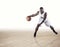 Basketball Player dribbling on a hardwood court