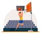 Basketball player flat vector illustration. Sportsman wearing professional uniform. Athlete cartoon character on stadium