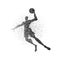 Basketball player jump particle splash silhouette
