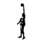 Basketball player jumping and shooting ball, vector silhoutte