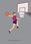 Basketball Player Leaps Up in Mid Air Vector Cartoon Illustration