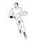 Basketball player running with the ball, line minimalistic vector illustration