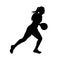 Basketball player, running woman with ball