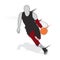 Basketball player shape silhouette vector set action pose