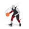 Basketball player shape silhouette vector set action pose