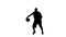 Basketball player spinning passes the ball behind his back. Silhouette