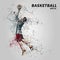 Basketball player throws the ball. Basketball of the particles