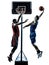 Basketball players man jumping dunking silhouette