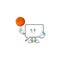 With basketball rectangle bubble icon cartoon with mascot