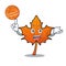 With basketball red maple leaf character cartoon