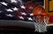 Basketball score shoot with American flag background