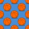 Basketball seamless pattern. Sports accessory ornament. Basketball background. Orange spherical. Texture for sports team game wit