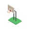 Basketball shield with basket in isometric, vector illustration.