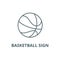 Basketball sign line icon, vector. Basketball sign outline sign, concept symbol, flat illustration
