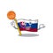 With basketball slovakia cartoon flag fluttering on pole