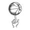 Basketball spinning on finger engraving vector