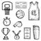 Basketball sport objects set vector sketches