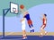 Basketball, sports game. In minimalist style Cartoon flat Vector