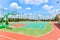 Basketball stadium playground with blue cloudy sky