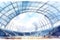 Basketball stadium watercolor illustration. Neural network AI generated