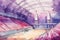 Basketball stadium watercolor illustration. Neural network AI generated